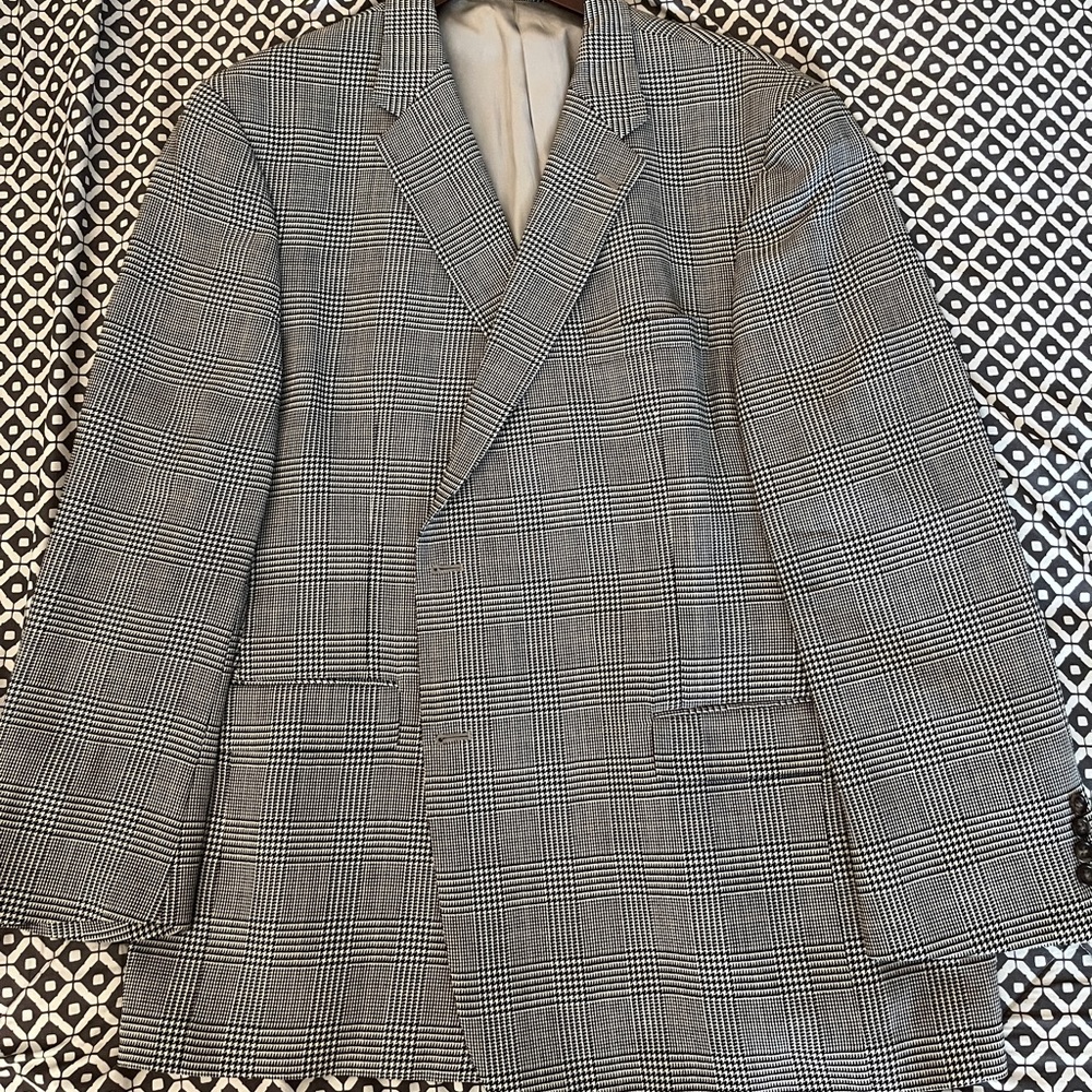 Single Breasted Houndstooth Patterned Suit Jacket